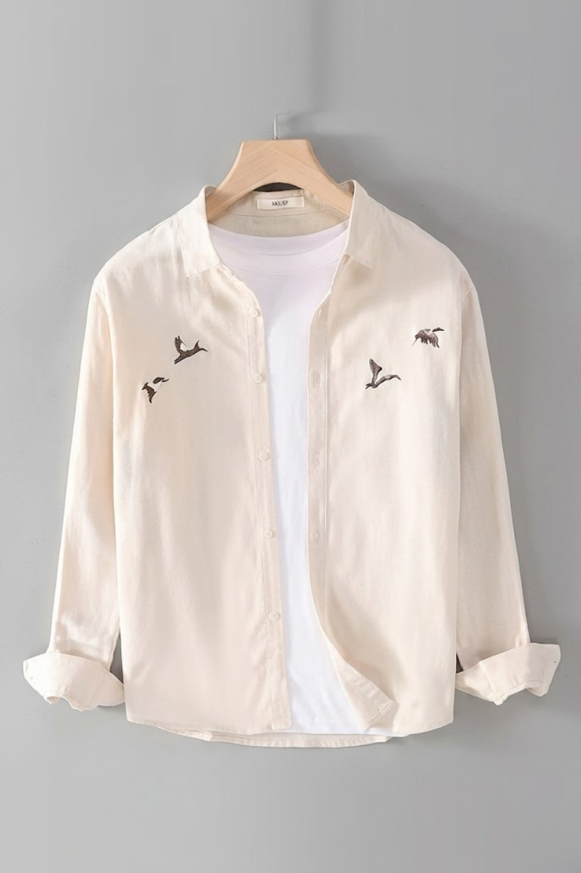 Embroidered Cotton Linen Shirt
