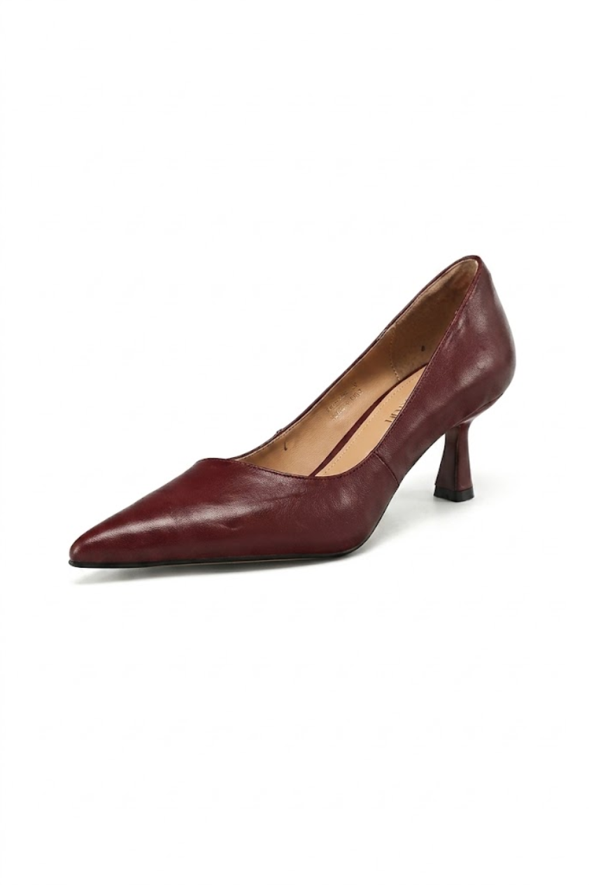 Leather Pointed Loafer Pumps