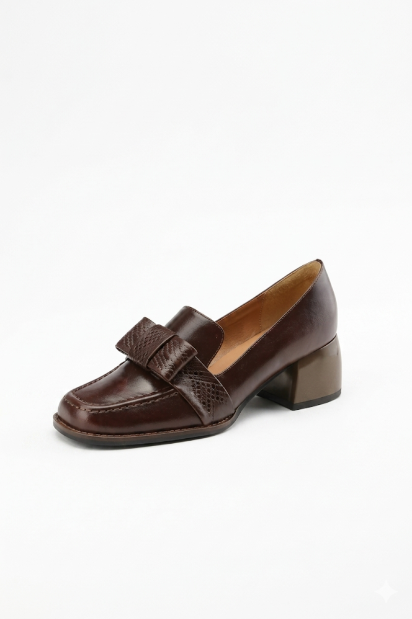 Square Toe Leather Pumps