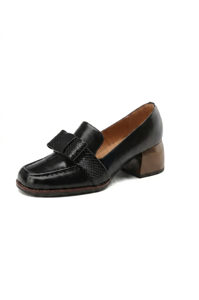 Square Toe Leather Pumps