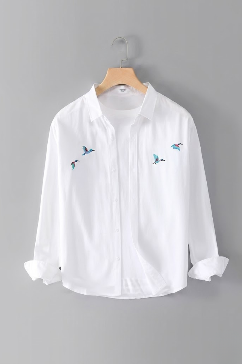 Embroidered Cotton Linen Shirt