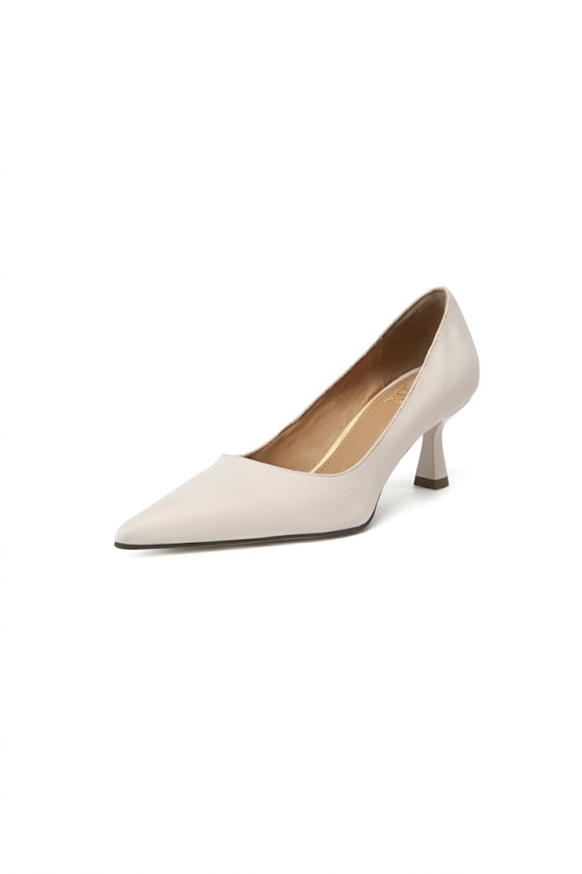 Leather Pointed Loafer Pumps