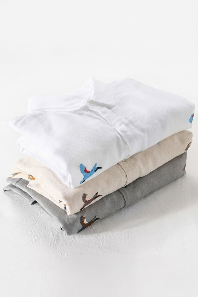 Embroidered Cotton Linen Shirt