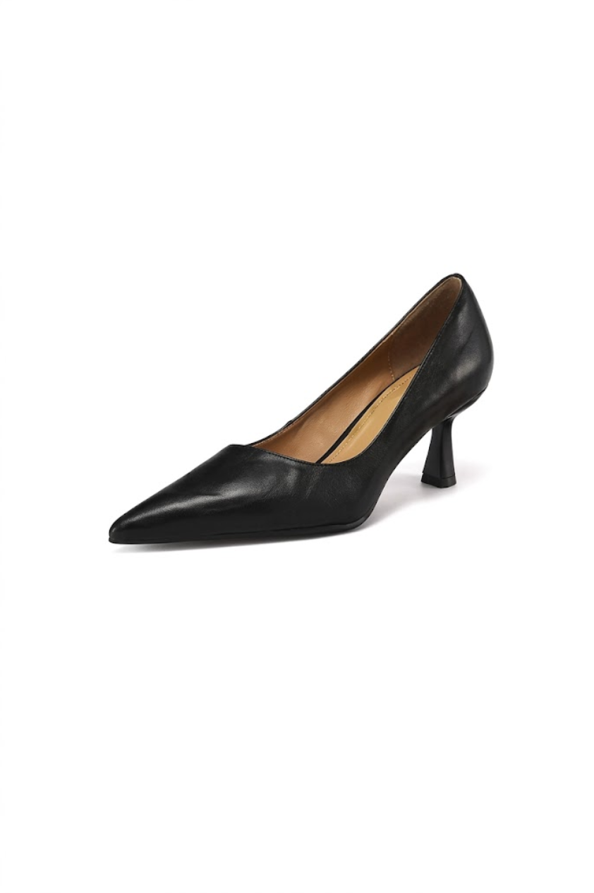 Leather Pointed Loafer Pumps