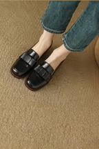Square Toe Leather Pumps
