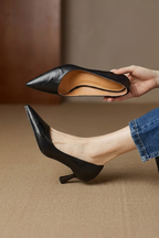 Leather Pointed Loafer Pumps