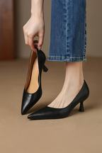 Leather Pointed Loafer Pumps