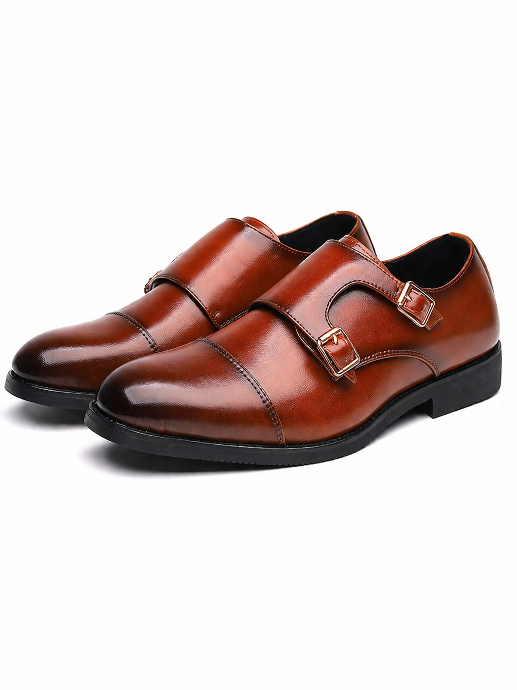 Men’s Luxury Double Buckle Slip-On Leather