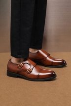 Men’s Luxury Double Buckle Slip-On Leather