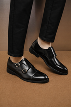 Men’s Luxury Double Buckle Slip-On Leather