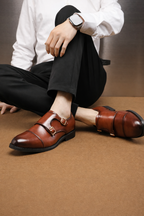 Men’s Luxury Double Buckle Slip-On Leather