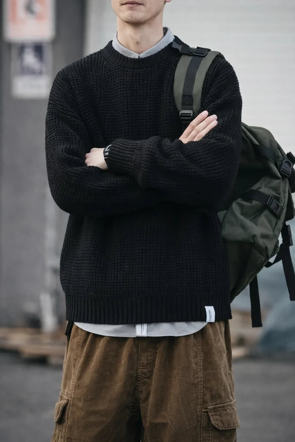 Waffle Knit Crew Sweater