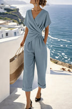 Pleated V-Neck Modern Set