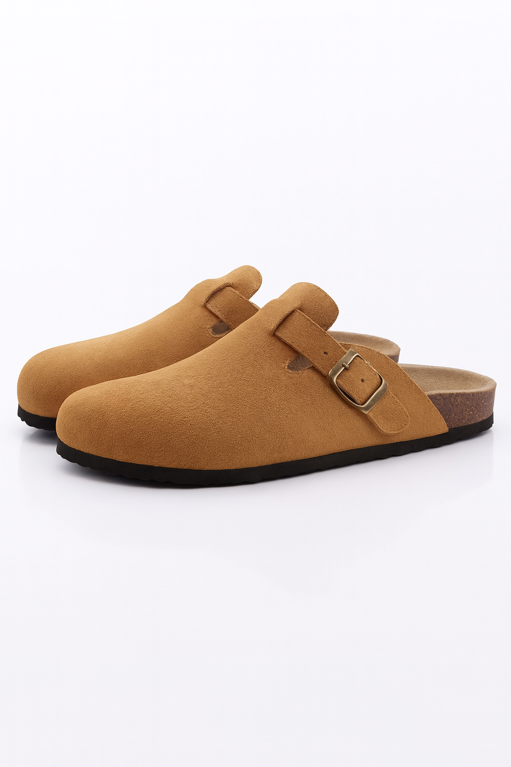 Suede Cork-Insole Mules