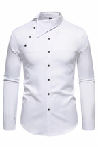 Button Stand Collar Dress Shirt