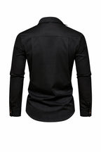 Button Stand Collar Dress Shirt