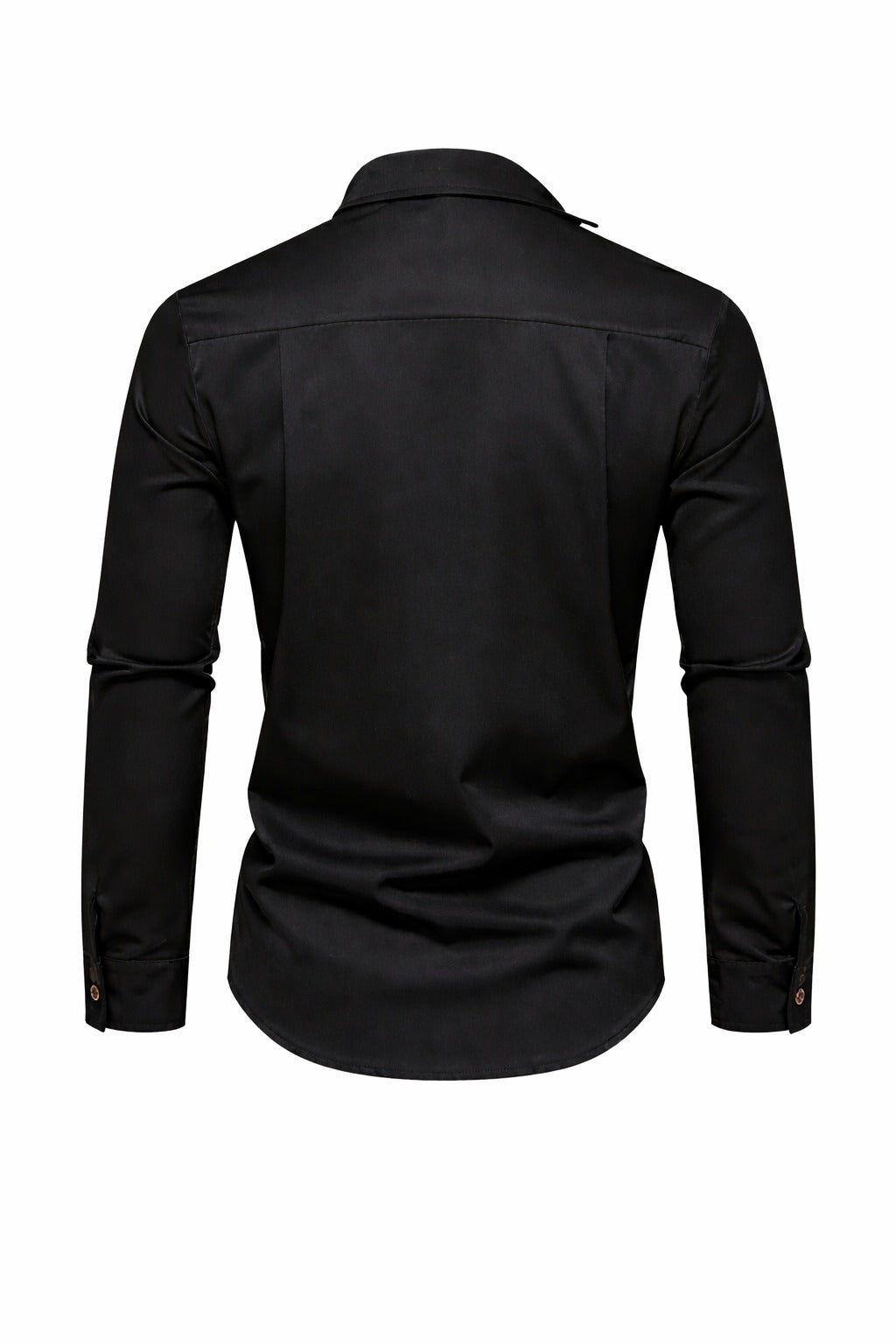 Button Stand Collar Dress Shirt