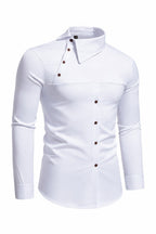 Button Stand Collar Dress Shirt