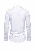 Button Stand Collar Dress Shirt