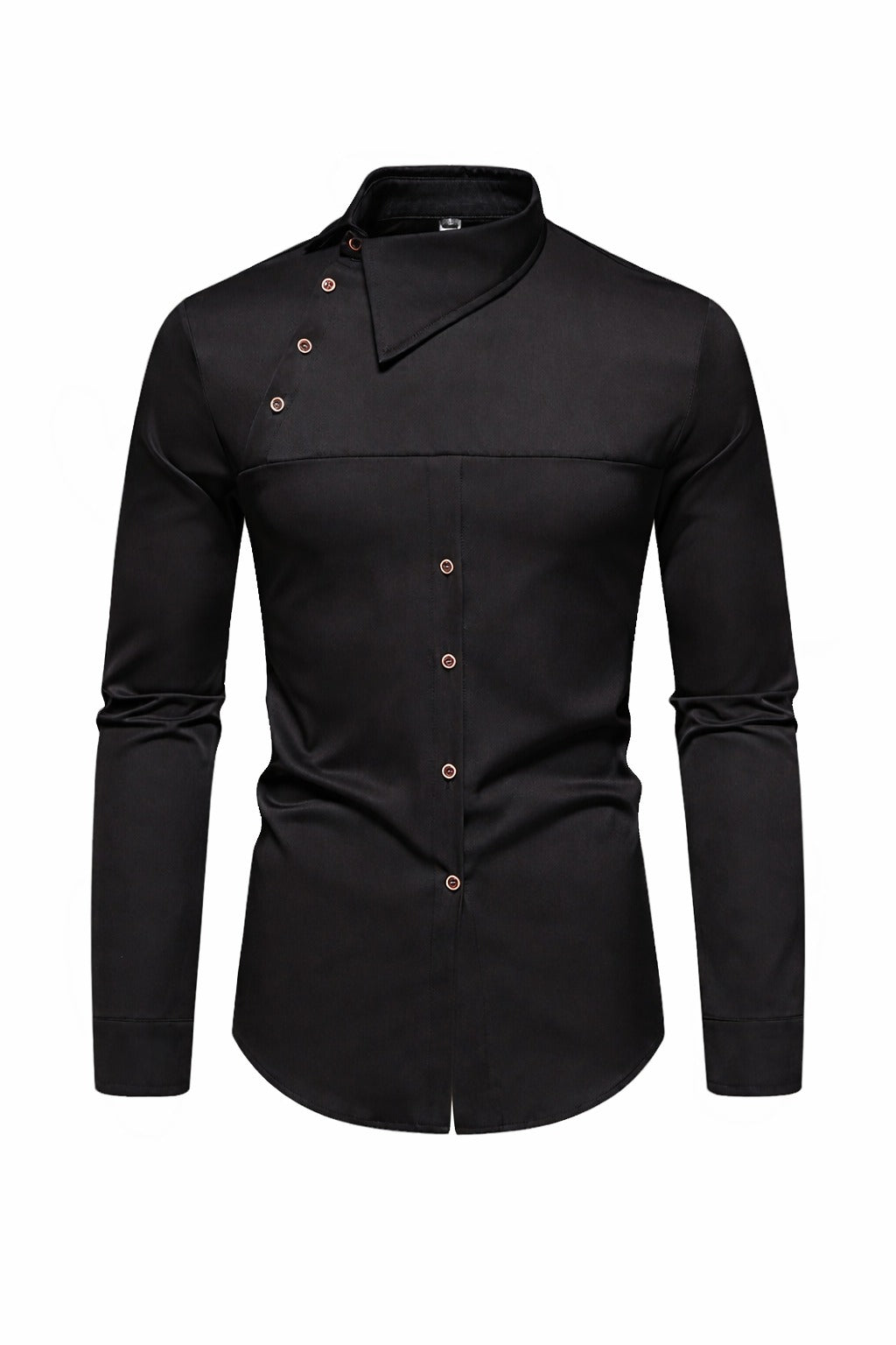 Button Stand Collar Dress Shirt
