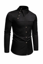 Button Stand Collar Dress Shirt