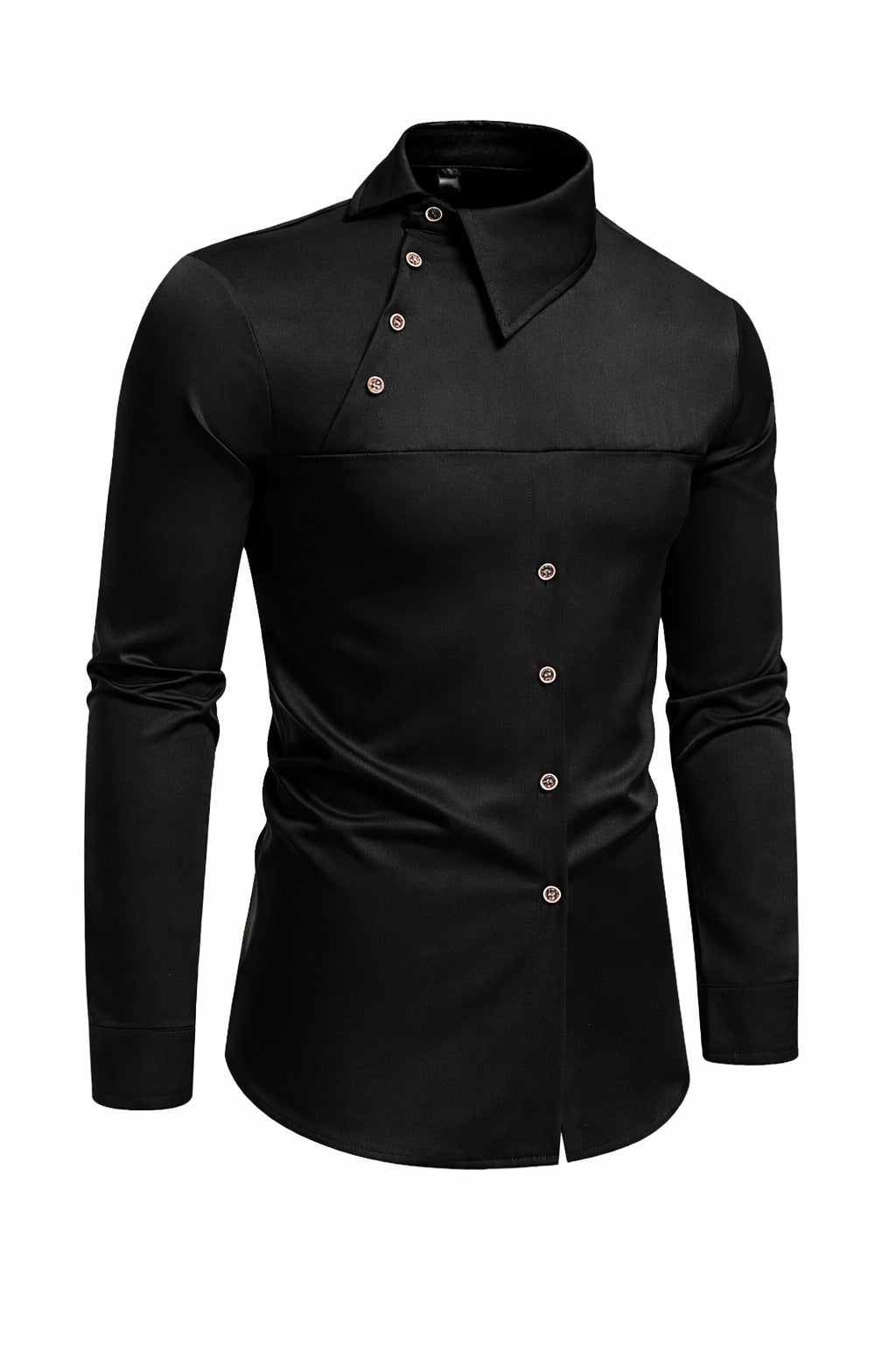 Button Stand Collar Dress Shirt