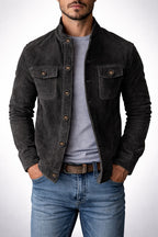 Suede Button Cargo Jacket