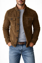 Suede Button Cargo Jacket